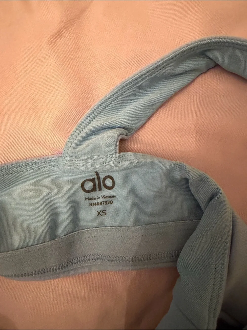 ALO Yoga Asymmetrical One-Shoulder Sports Bra in Light Blue